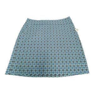 Talbots Geometric Blue Print Straight Pencil Skirt Back  Zip No Slit Sz 14 NWT